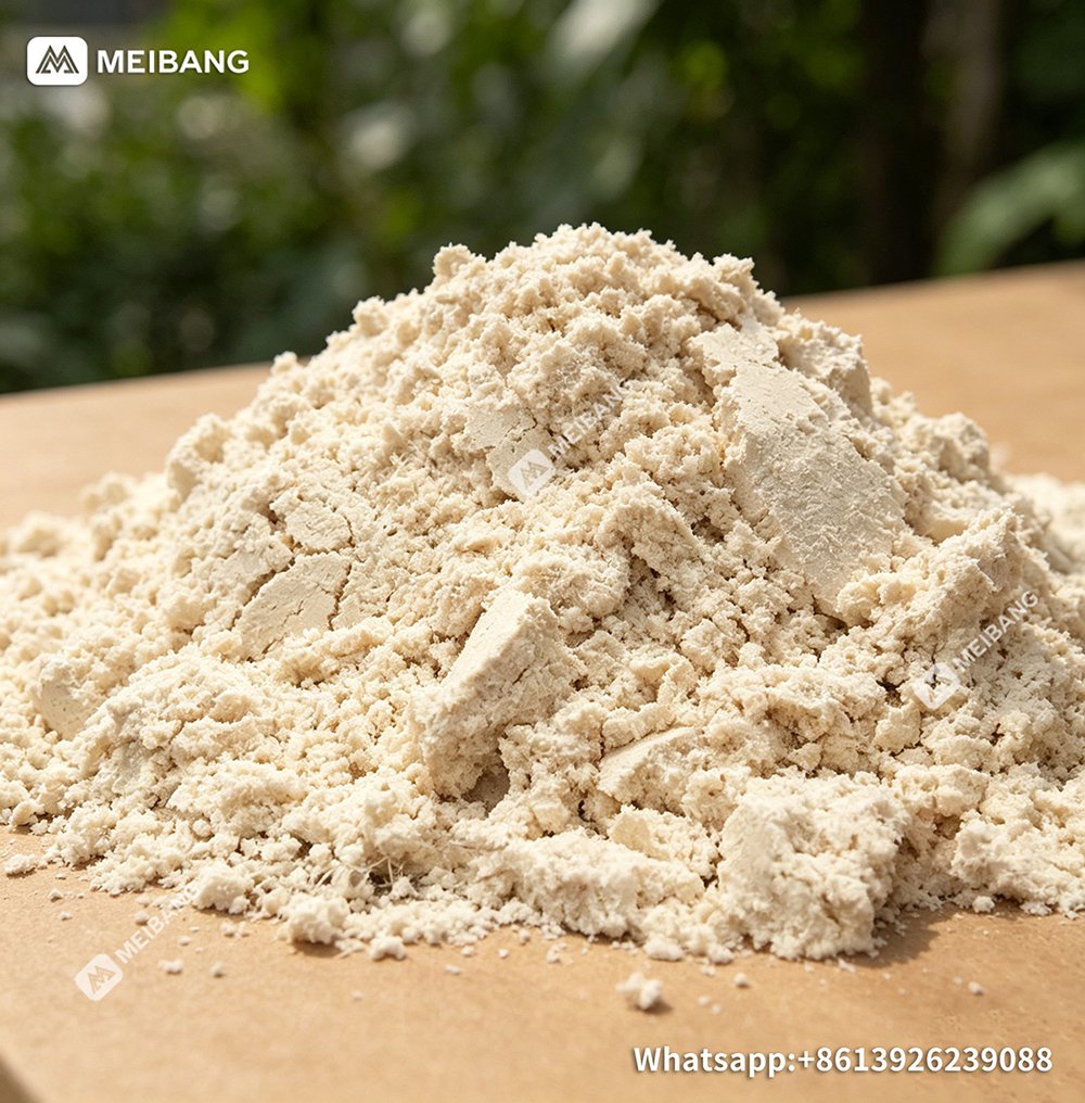 Cassava residue after dehydration using a belt press