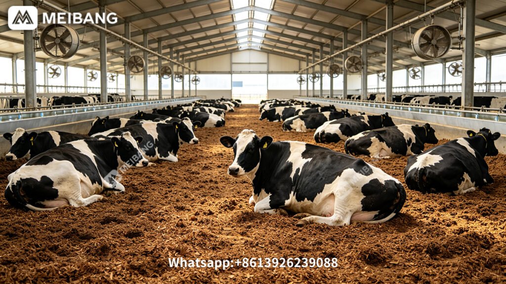 Dehydrated cow dung can be made into cow bedding.